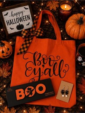 Unbranded Orange 'Boo Y’all' Halloween Tote Bag bundle